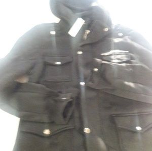 Zip and button up hoodie coat